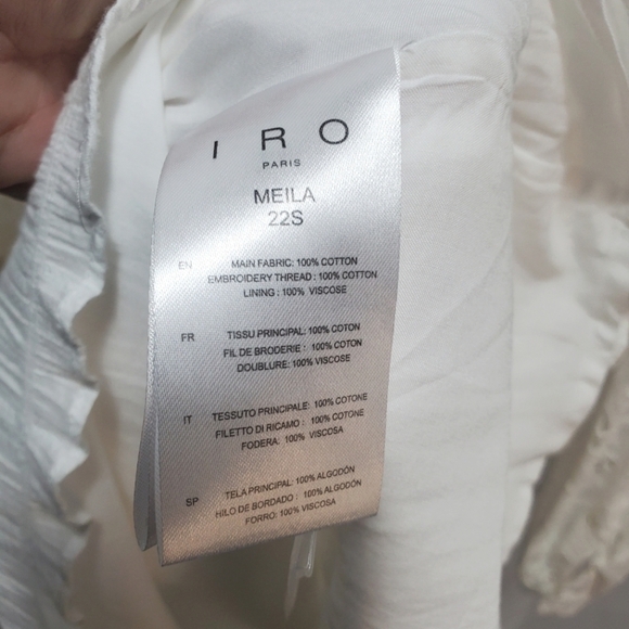 NWT IRO White Eyelet Ruffle Sleeve Dress - Size 42 / 10 - Picture 9 of 12